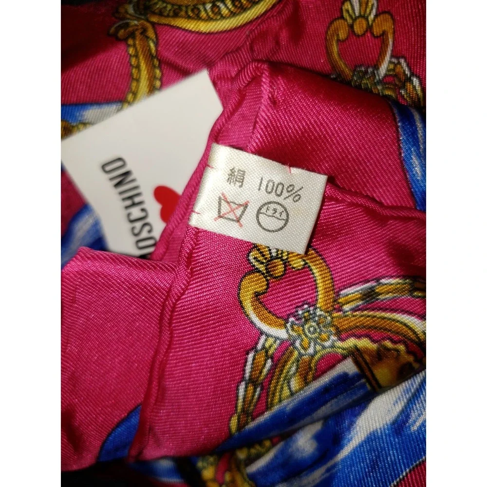 NWT Moschino Loves Chippendale‎ Too 100% Silk Scarf Hot Pink Eccentric Luxury